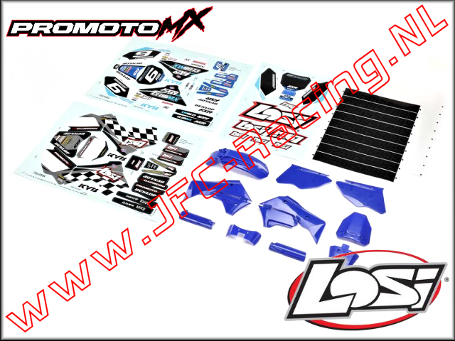 LOS 260001, Promoto-MX kunststof Body Parts <FONT COLOR=0000ff>Blauw</FONT> Met Stickers 1st.