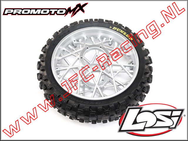 LOS 46007, Promoto-MX Dunlop MX53 Achterband Gemonteerd, Chroom Wiel 1st.