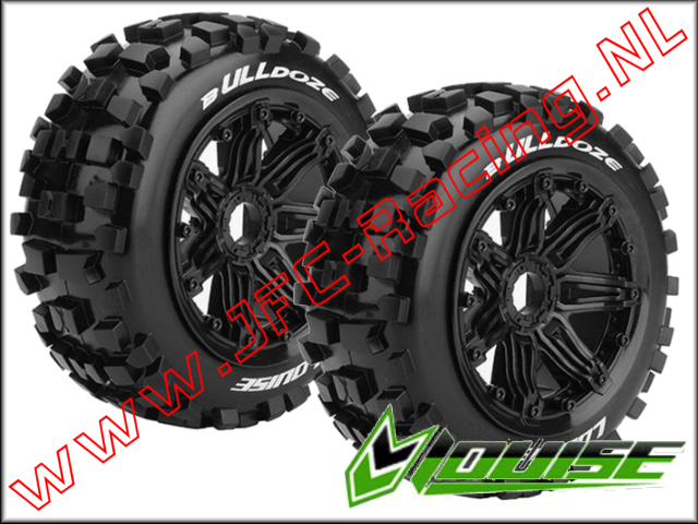 LR-T3268B, Louise RC B-ULLDOZE 1-5 Buggybanden Mounted Black Rims (Sport)(Achter)(170 x 60 mm) 2st.
